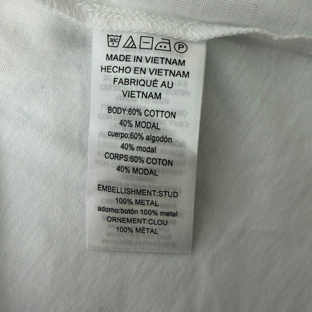 Michael Kors Womens White Studded Grommet KORS Logo T-Shirt Short Sleeve Size L - Picture 7 of 7